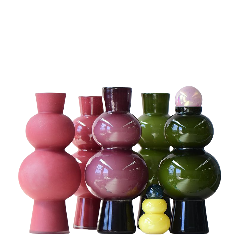 Green geometric shape creative handmade hand blown glass vase 52x20cm