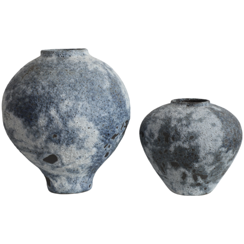 Grey wabi-sabi style art paint abstract artist handmade coarse pottery art ceramic vase 24x25cm