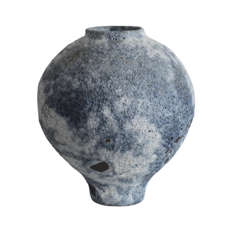 Grey wabi-sabi style art paint abstract artist handmade coarse pottery art ceramic vase 36x31cm