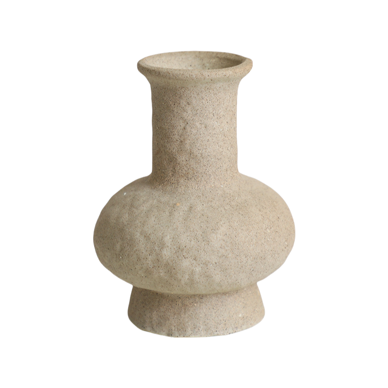 Rustic coarse pottery art wabi-sabi style ink art abstract artist handmade large floor ceramic vase 20x15cm