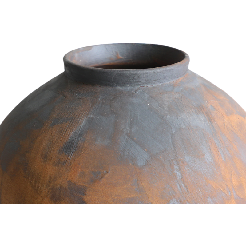 Rustic wabi-sabi style abstract artist handmade ceramic vase 24x24cm