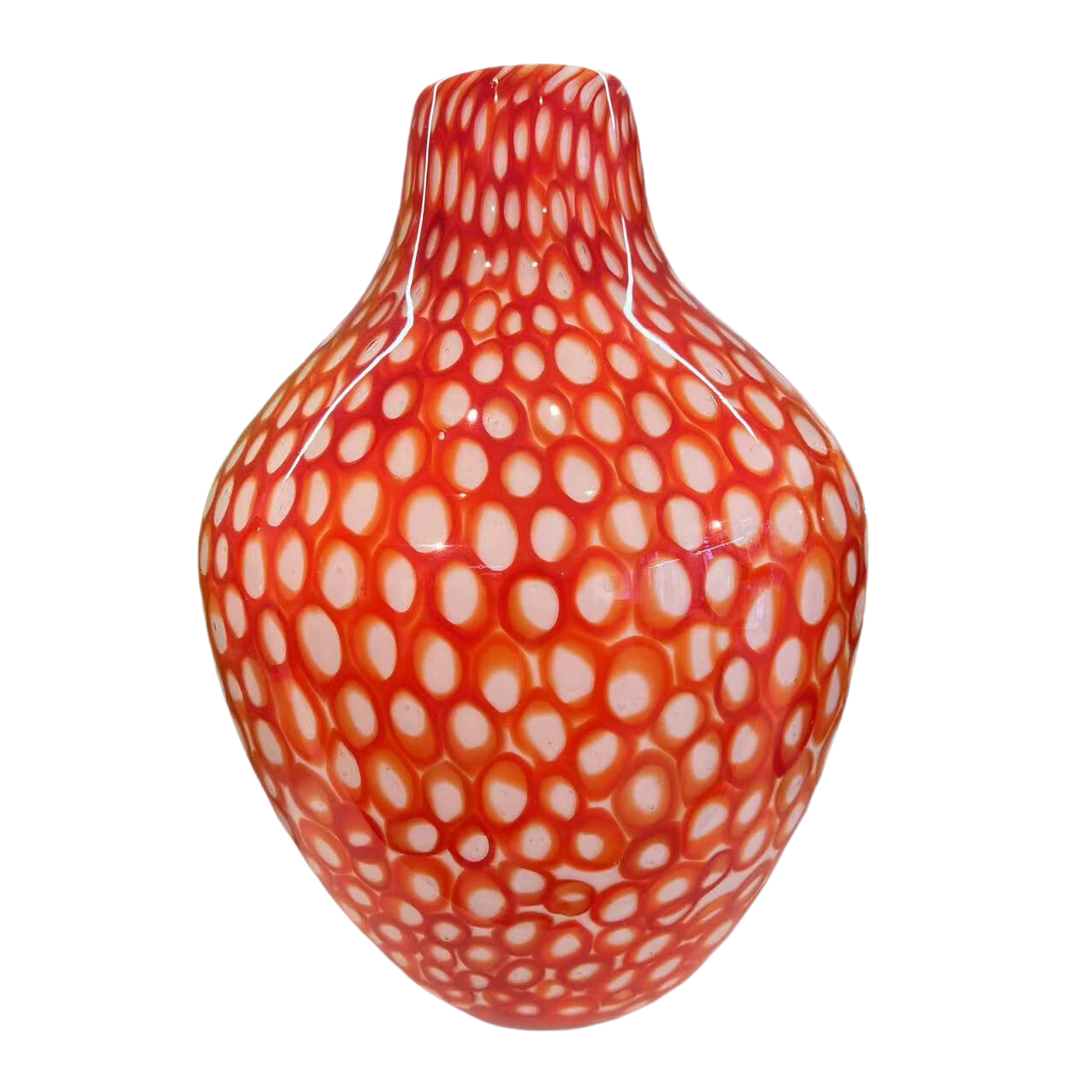 Orange handmade hand blown Abstract bubble pattern Sketch Purple Artist Oval heavy colored glaze glass vase 35x24cm