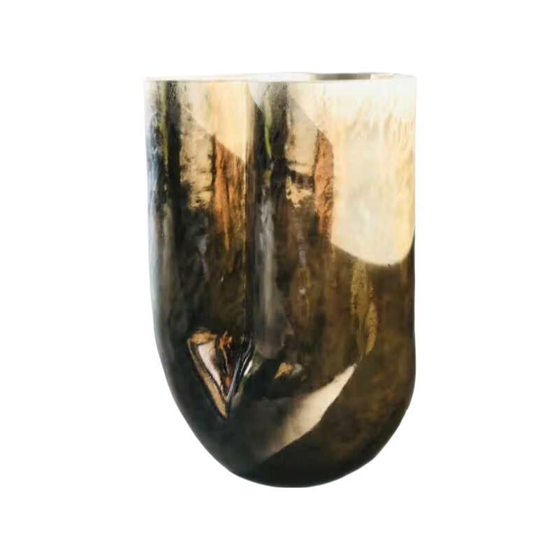 Brown Metallic effect handmade hand blown electroplated pipe-shaped glass vase 20x15cm