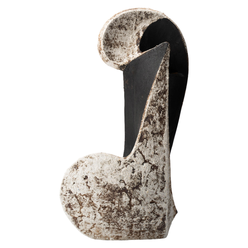 Brown and black rustic wabi-sabi style artist handmade scupltural ceramic vase 34x17cm