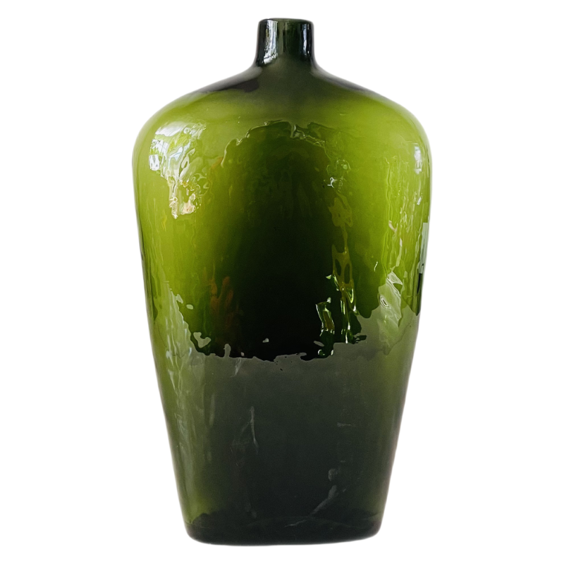 Green figure sculpture handmade hand blown glass vase 34.5x20cm