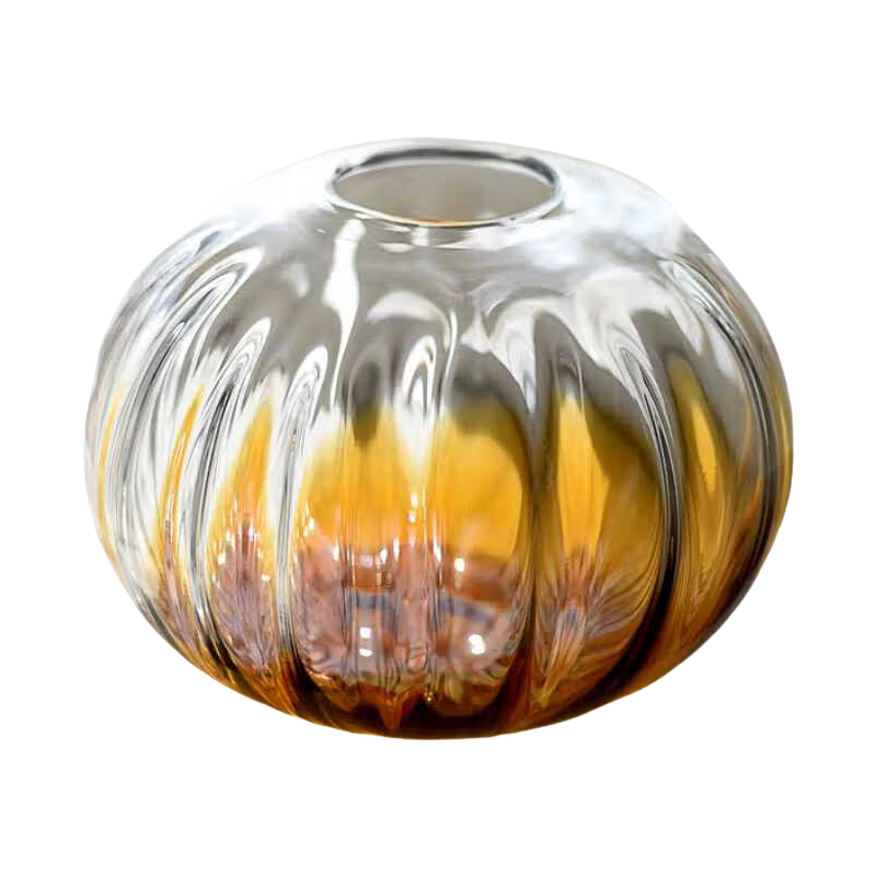Gold Transparent handmade hand blown Pumpkin heavy colored glaze glass vase 20x23cm