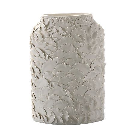 White handmade artist hand carving ceramic vase for dry flower 23x18cm