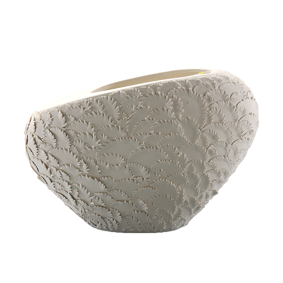 White handmade artist hand carving ceramic vase for dry flower 20.5x30.5cm