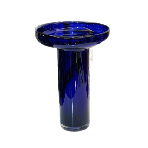 Yves Klein blue handmade hand blown geometric shaped large mouth glass vase 26.5x17.5cm