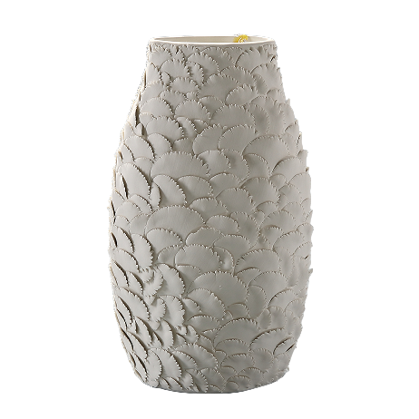 White handmade artist hand carving ceramic vase for dry flower 30.5x18.5cm