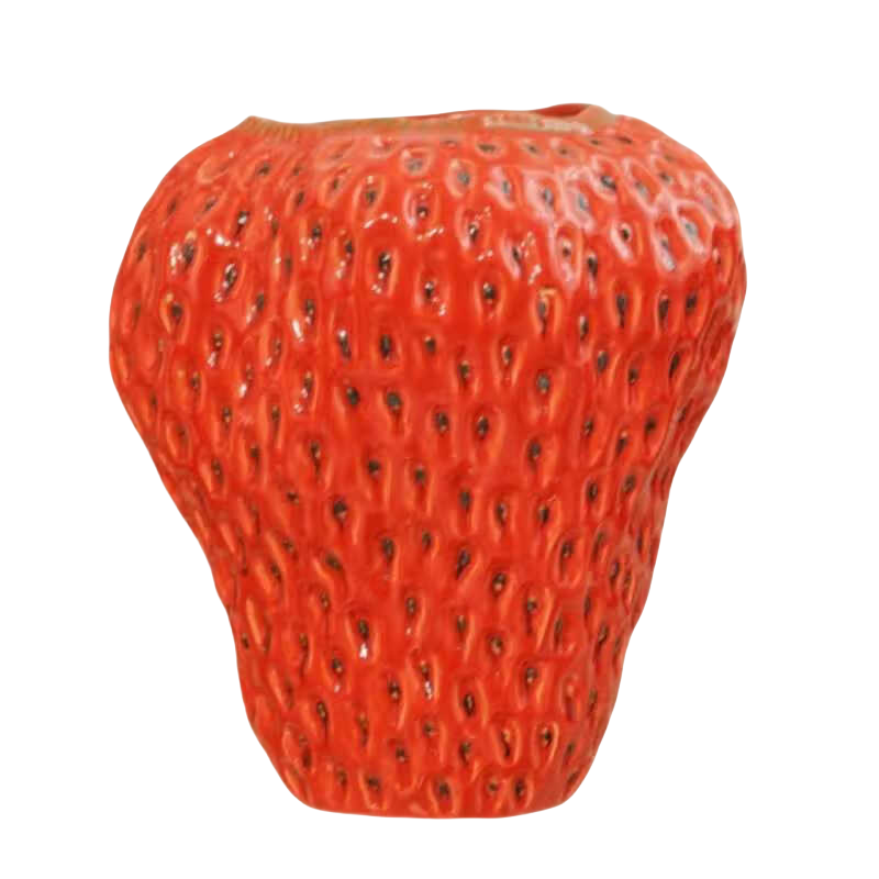 Red handmade strawberry fruit hand-painted creative high temperature ceramic vase 27x22cm