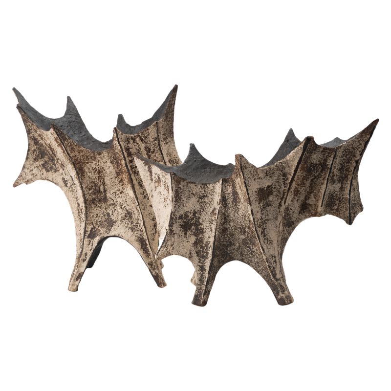 Brown and black rustic wabi-sabi style artist handmade scupltural ceramic vase (The right 1pc) 20x30cm