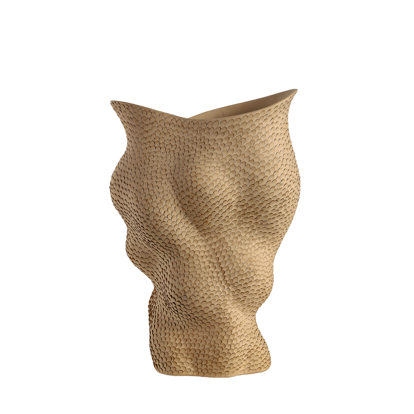 Brown handmade artist hand carving ceramic vase for dry flower 38x27cm