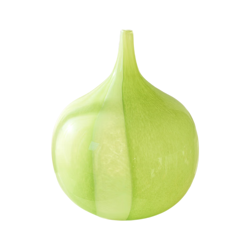 Green ball shape handmade hand blown Art Glass Sculpture 29x20cm