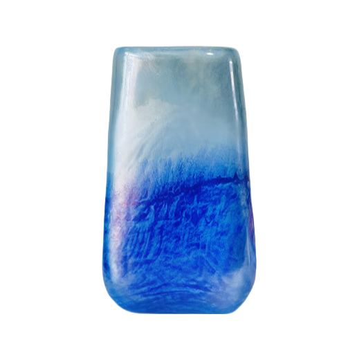 Blue Abstract Geometric handmade hand blown Glass Vase 23x13.8cm