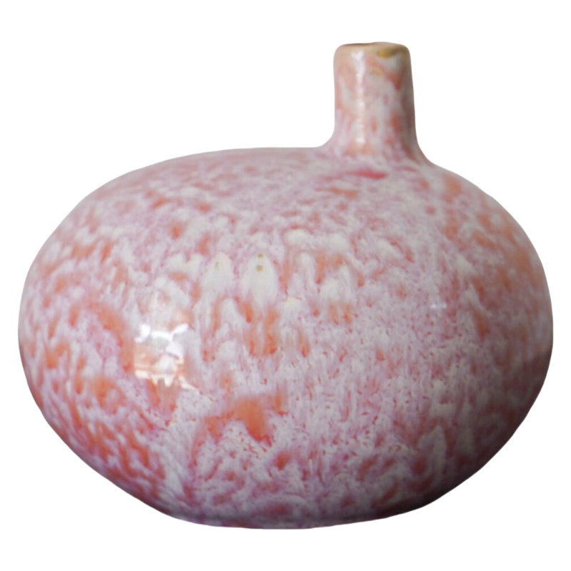 Pink handmade klin transformed Round-shaped ceramic vase 14x16cm