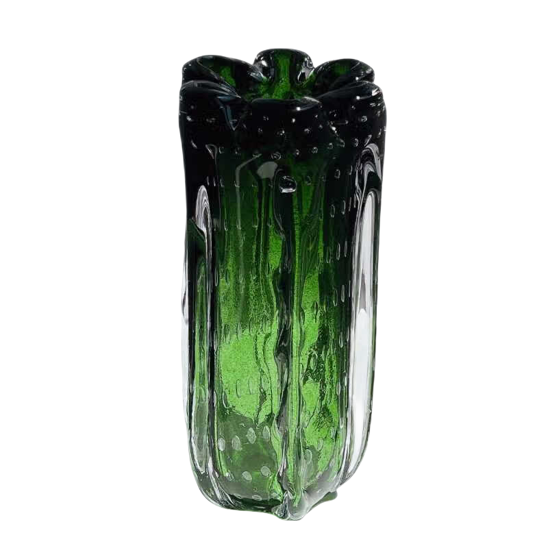 Green European drama fashion details Bubble Art handmade hand blown colored glaze glass vase 30x14cm