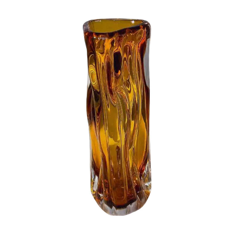 Gold Irregular triangle handmade hand blown heavy colored glaze glass vase 30x11cm