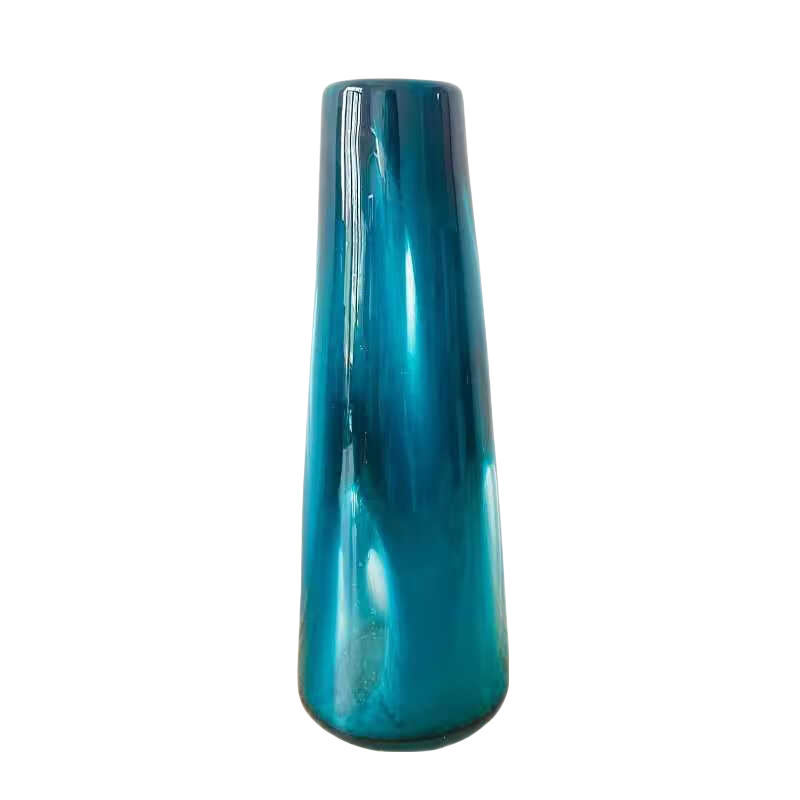 Green phantom straight handmade hand blown glass vase 30x8cm