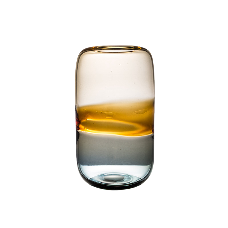 Gold gradient transparent handmade hand blown glass vase 33.5x19cm