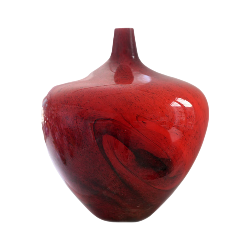 Red handmade hand blown Apple shape abstract glass vase 33x28cm