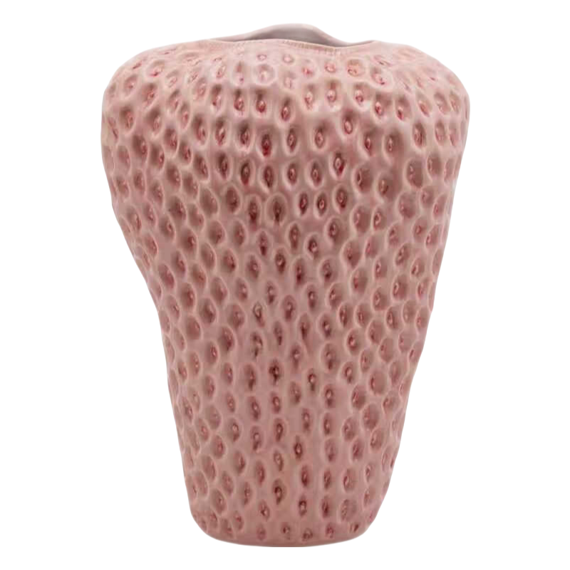 Pink handmade strawberry fruit hand-painted creative high temperature ceramic vase 40x27cm