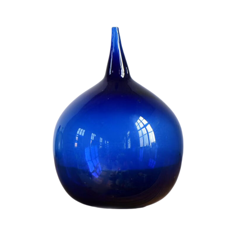 Blue handmade hand blown sculpture pointed onion shaped Art Glass Sculpture 40x34cm