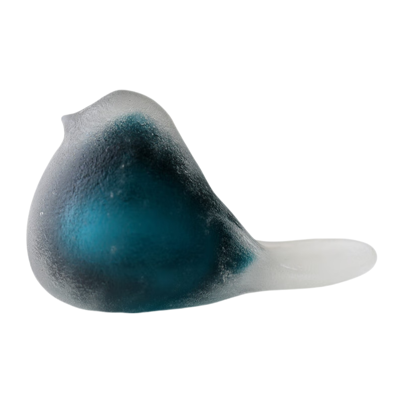 Blue transparent handmade hand blown bird glass sculpture ornaments 17.5x7.5cm