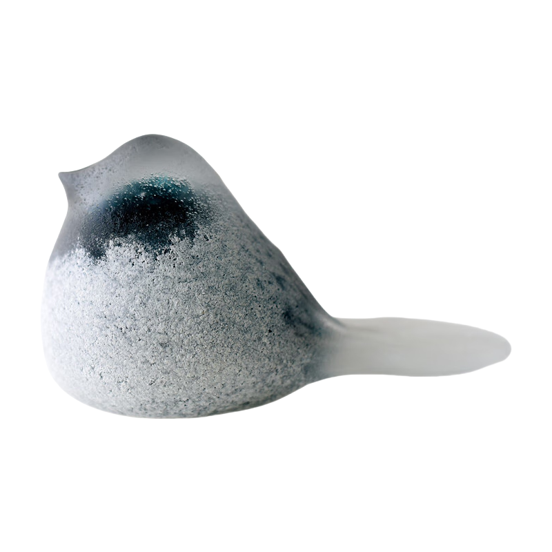 White green transparent handmade hand blown bird glass sculpture ornaments 17.5x7.5cm