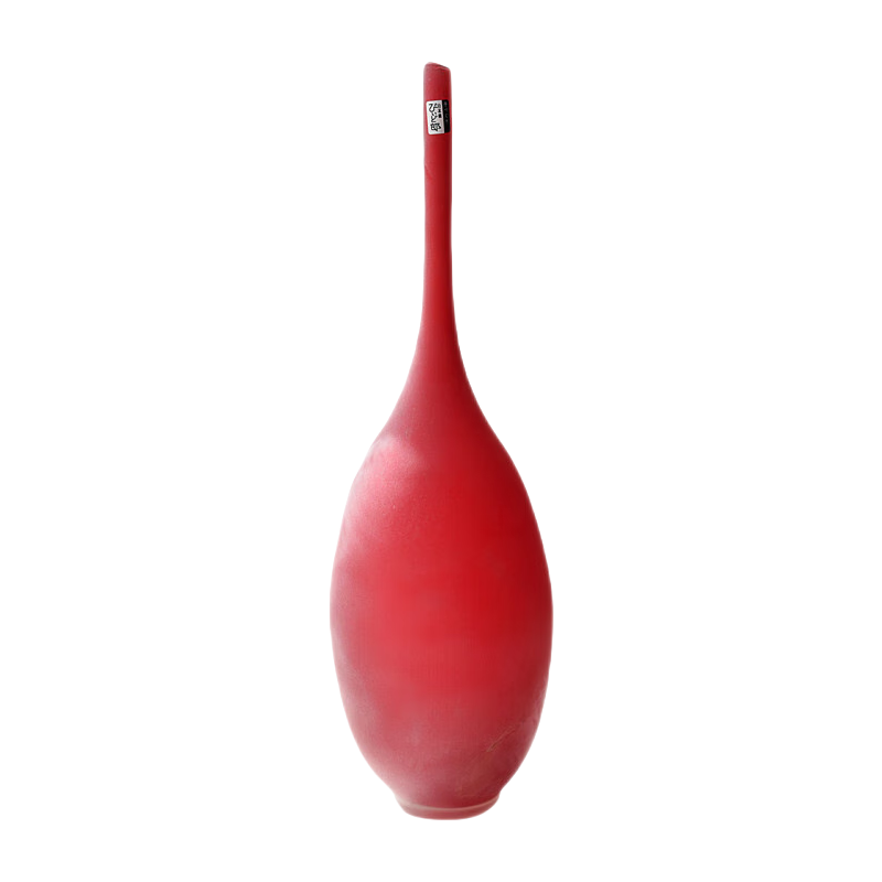 Red handmade hand blown oval shape water drop Art Glass Sculpture 47x14cm