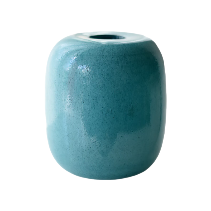 Green round shape handmade hand blown glass vase 20x16cm