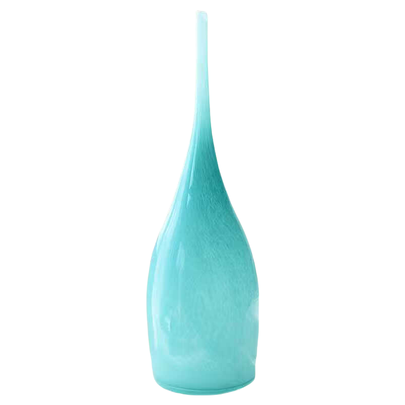 Turquoise color handmade hand blown oval shape water drop Art Glass Sculpture 50x14cm