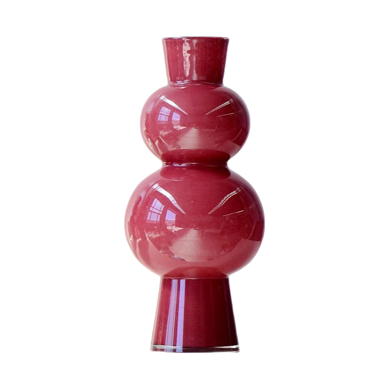 Pink red handmade hand blown geometric shape creative glass vase 52x20cm