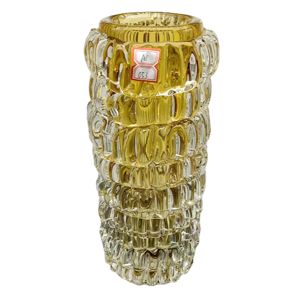 Gold handmade hand blown Artist colored glaze heavy glass vase - Tall 30x12cm