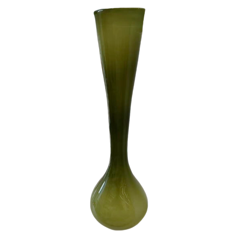 Green handmade hand blown Slim Geometric Colored Art Glass Vase 45.5x13cm