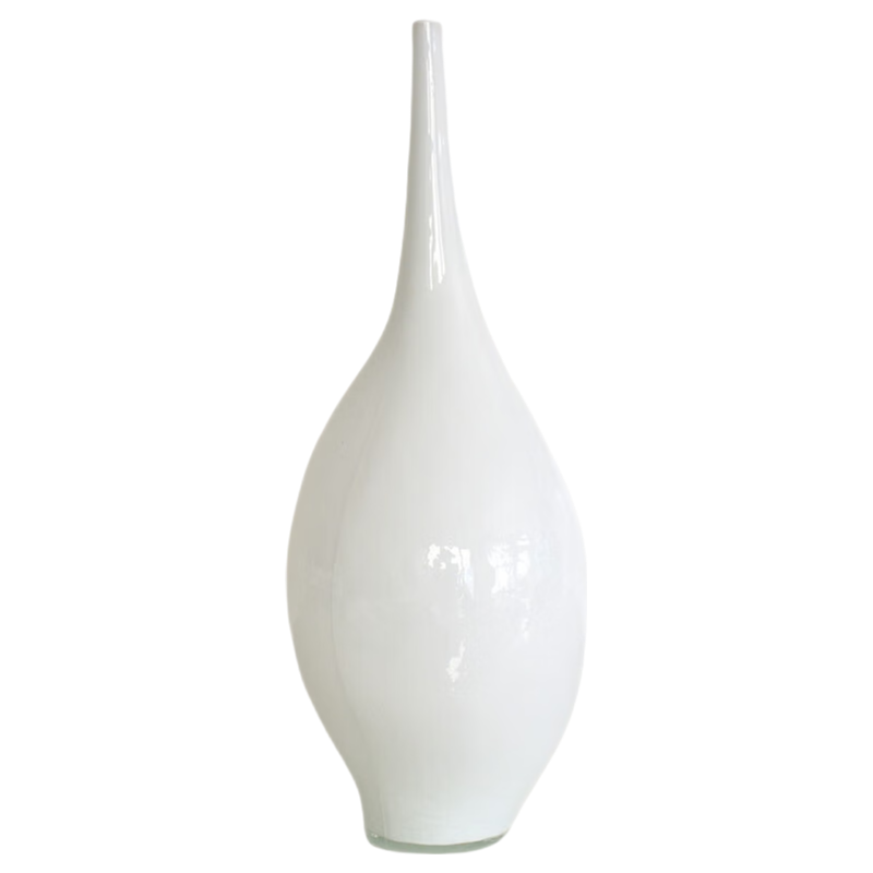White color handmade hand blown oval shape water drop Art Glass Sculpture 55x21cm