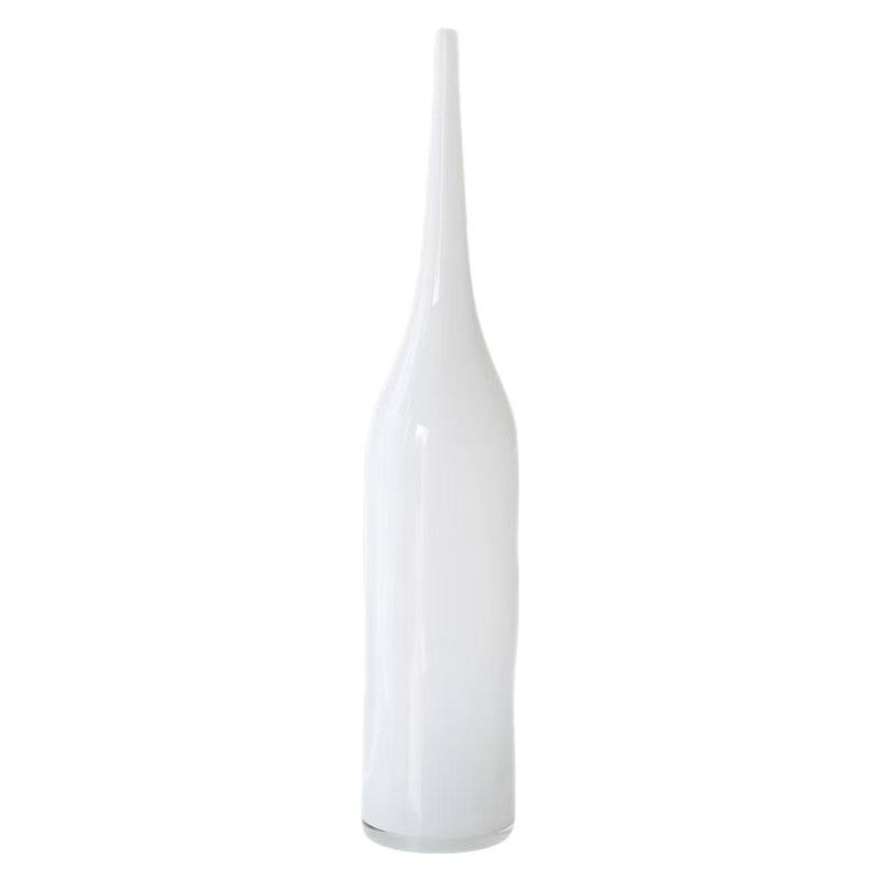 White color handmade hand blown water bottle shape Art Glass Sculpture 56x12cm