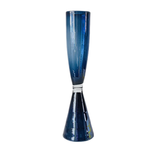 Blue champagne glass shape handmade hand blown glass vase 57x17cm (top 32cm depth)