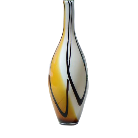 Yellow and black handmade hand blown traditional shape floor glass vase 62x17cm