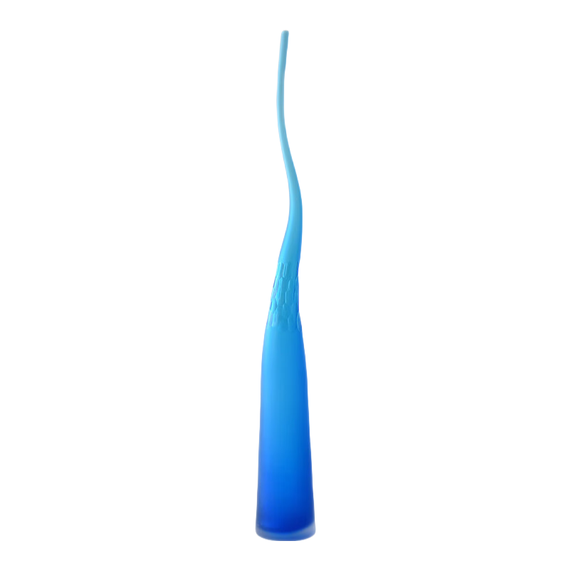 Blue handmade hand blown slim carved shape Art Glass Sculpture 68x8.5cm