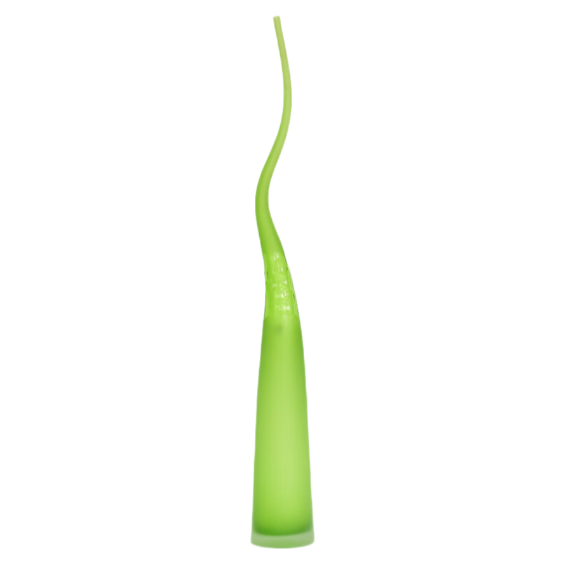 Green handmade hand blown slim carved shape Art Glass Sculpture 68x8.5cm