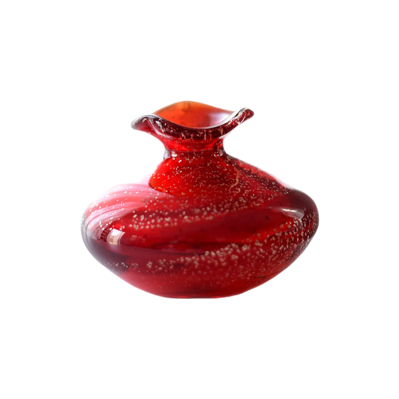 Red handmade hand blown Gold-sprinkled aromatherapy empty bottle mini glass 7.5x10cm