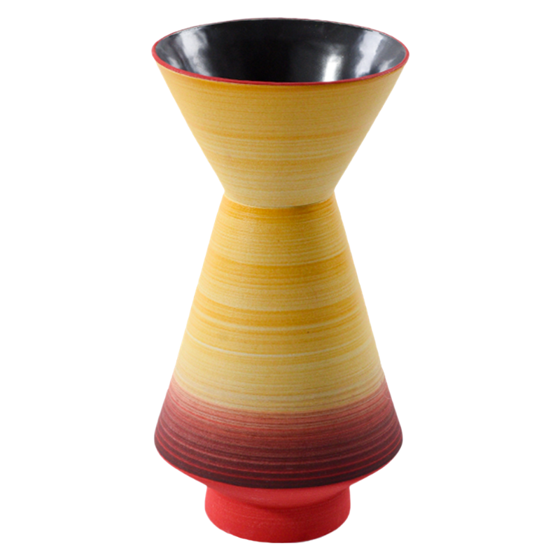 Yellow and red handmade contrast Fashionable skirt shape ceramic vase 27x14cm