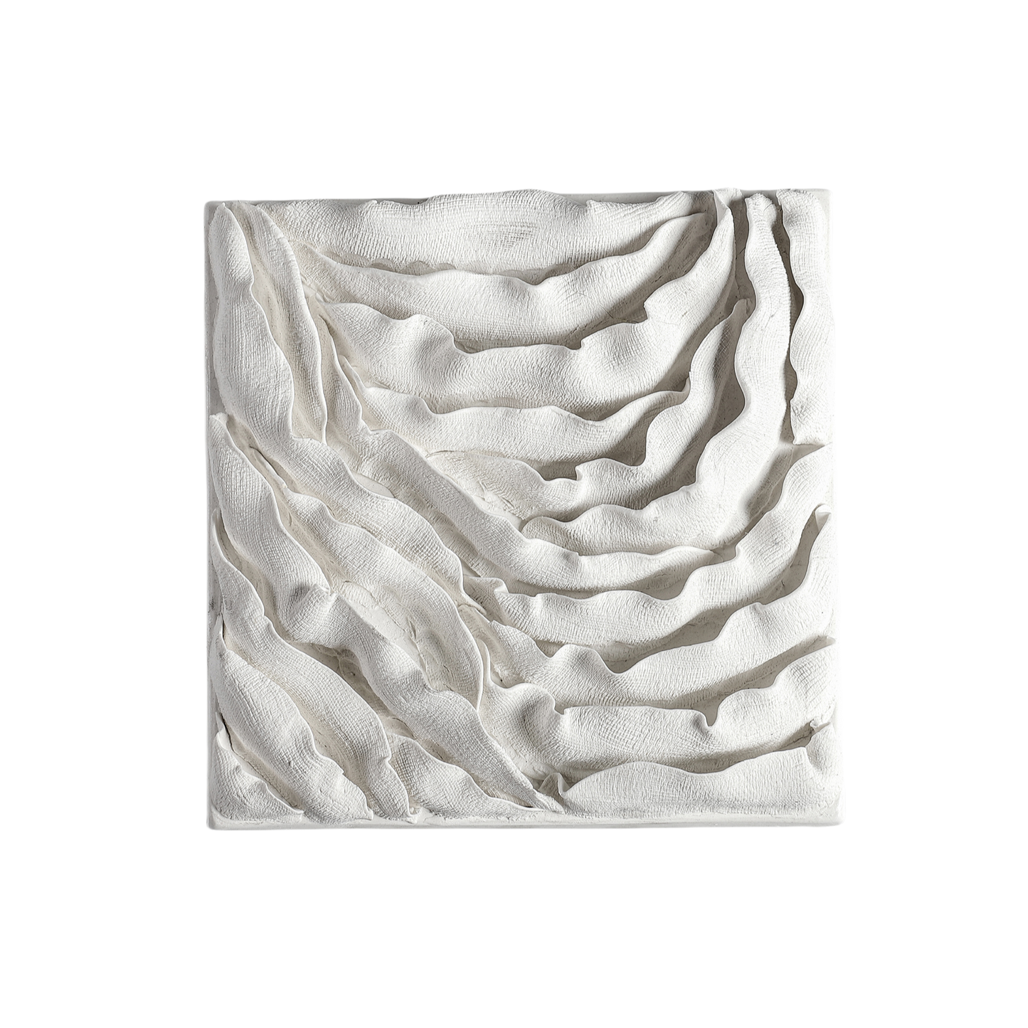 White handmade artist hand carving ceramic pancel wall decoration 21x21x5cm