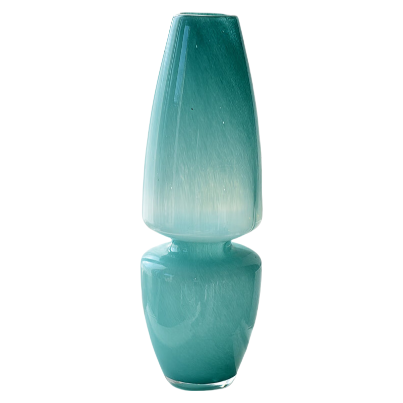 Green handmade hand blown special shaped glass vase 37x12cm