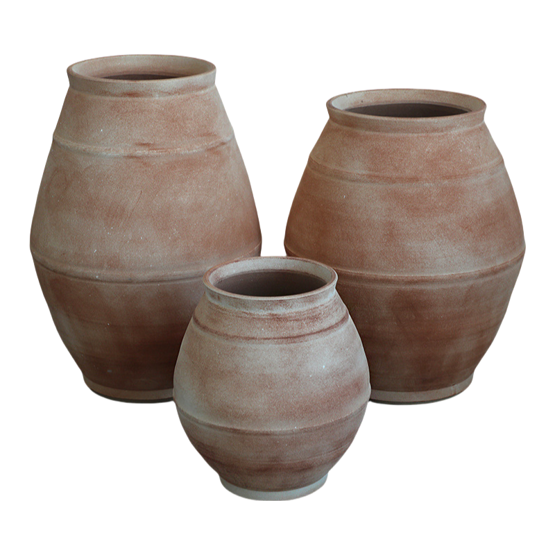 Rustic wabi-sabi style ink art abstract artist handmade coarse pottery art large floor ceramic jar vase 45x35cm