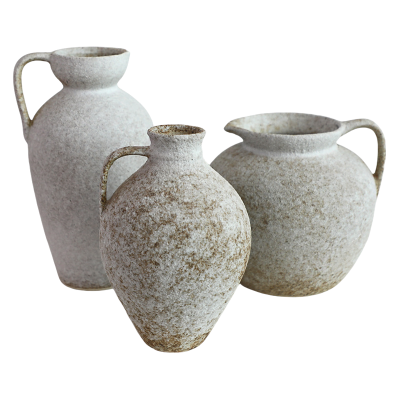 Grey rustic coarse pottery art wabi-sabi style ink art abstract artist handmade ceramic vase 28x15cm