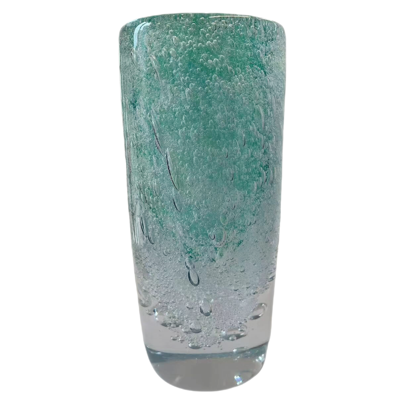 Green bubble detail handmade hand blown heavy colored glaze glass vase 26x12cm