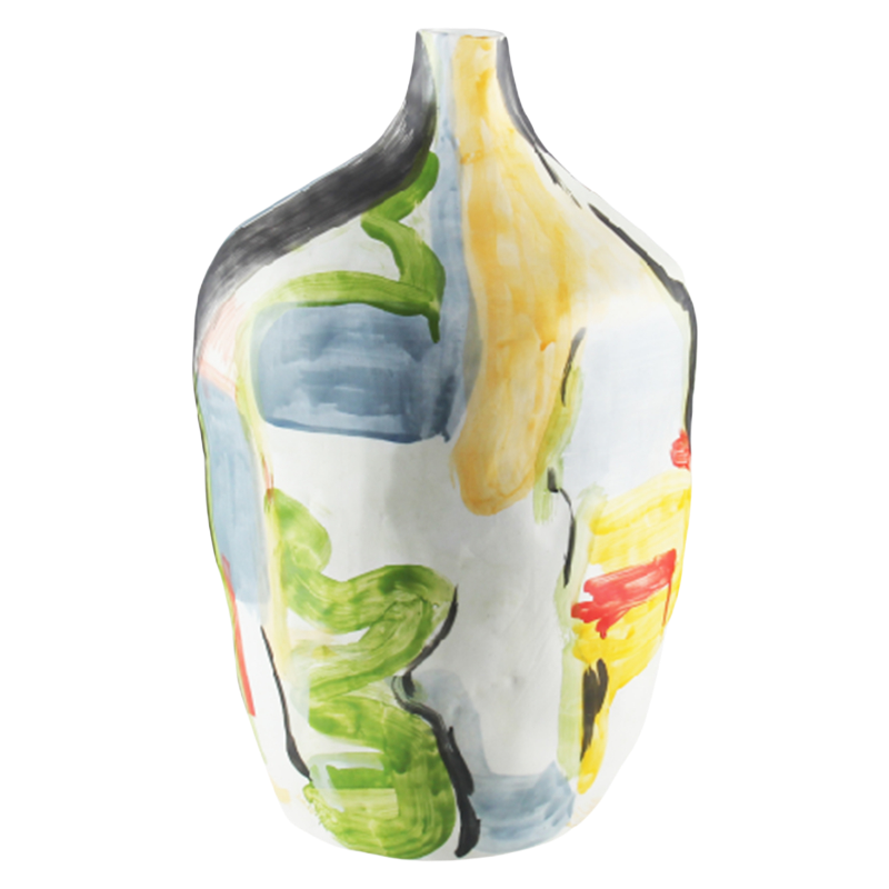 Green yellow white colorful art ceramic vase 46x26cm