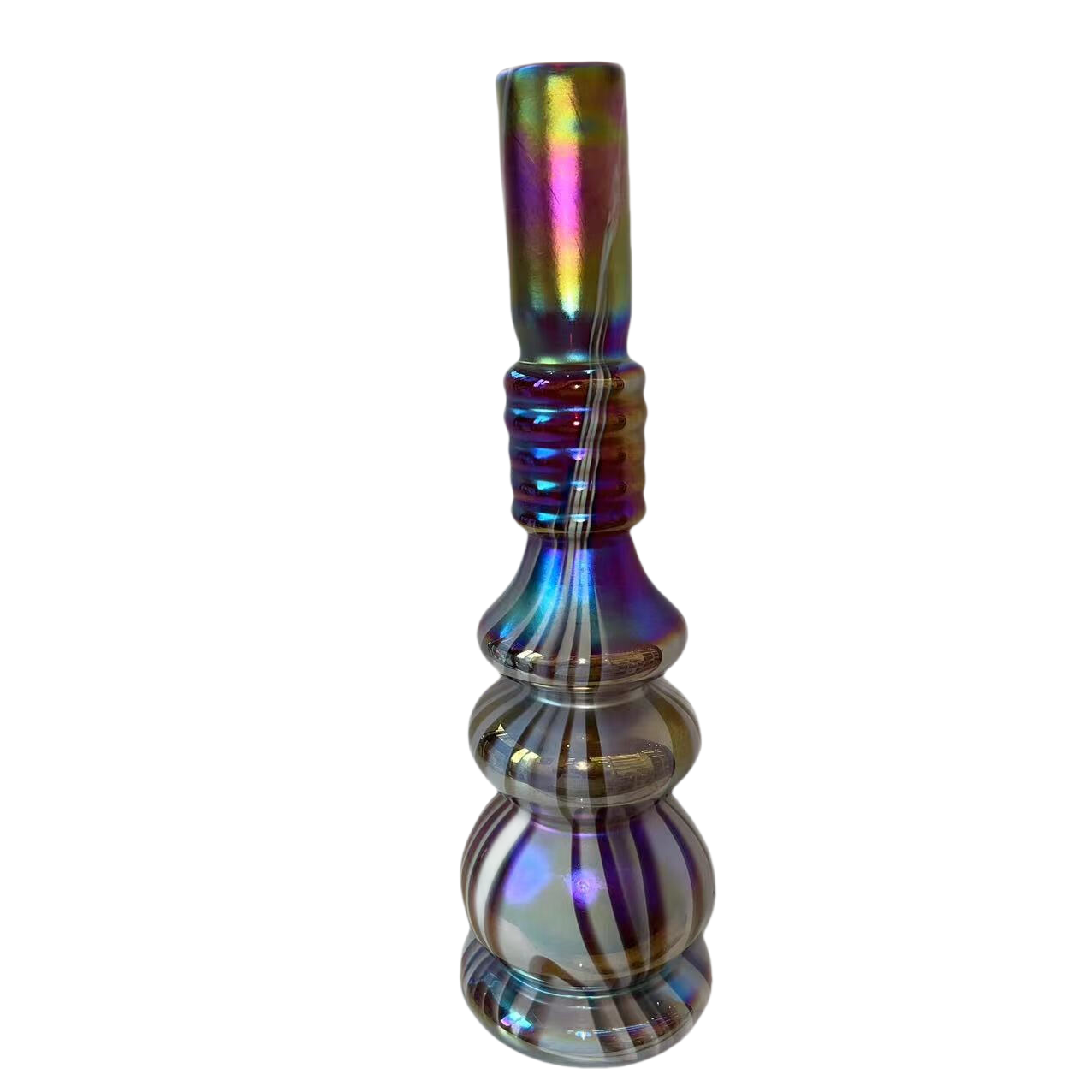 Electroplating metal color handmade hand blown Slim Irregular Geometric circle pop art Colored Art Glass Vase 40cm